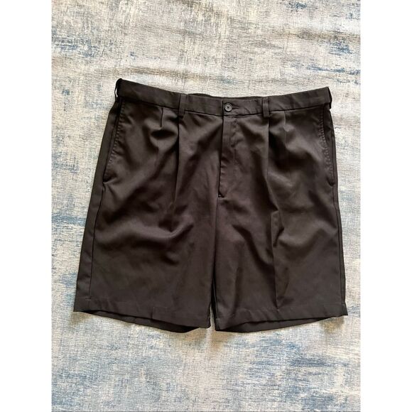 Haggar Black Cool 18 Pro Pleated Front Shorts Men's 40 - Picture 1 of 7